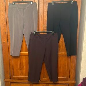 Lot of 3 NICOLE MILLER NY Cropped PANTS🌻All 3 Size 10🖤Black🤎Brown🤍Gray